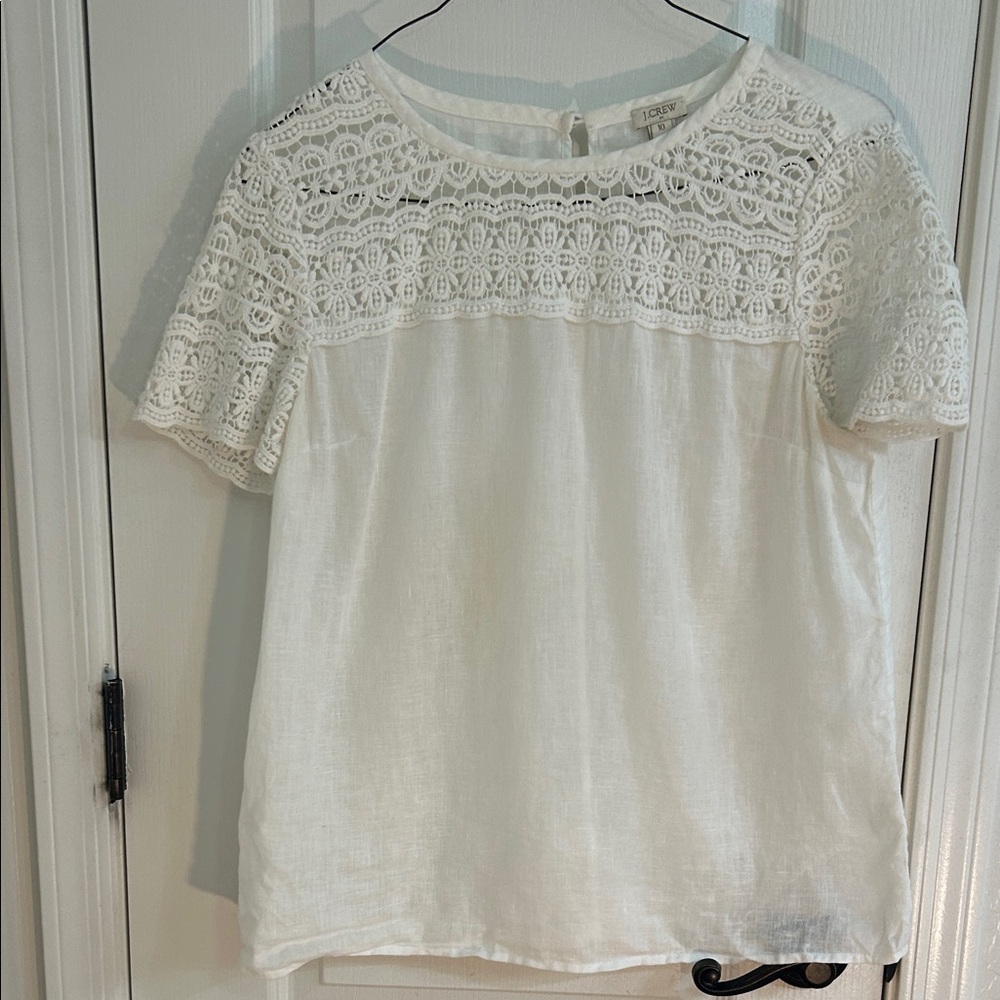 Women’s white linen blouse J Crew size 10
